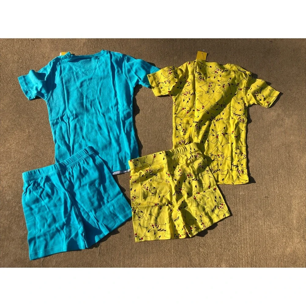 New Pikachu Pokémon PJ Pajama Shirt and Shorts set size 10 Lot Of 2 BNWT 100% Co